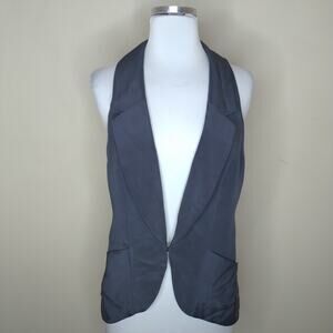 Jodi Arnold 100% Silk Vest Pockets Collared Minimal